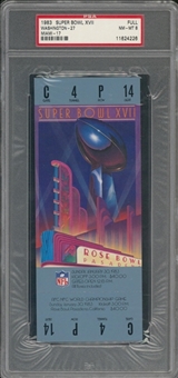 1983 Super Bowl XVII Full Ticket - PSA NM-MT 8